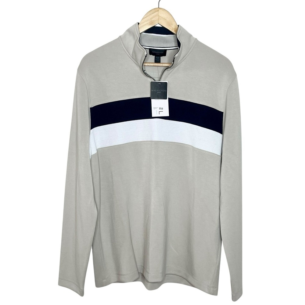 Magaschoni 1/4 Zip Pullover Tan Mens Size M Golf Lightweight Beige